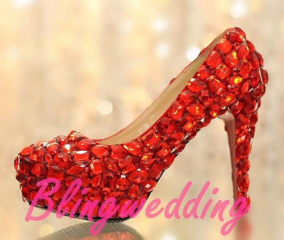 red bling heels