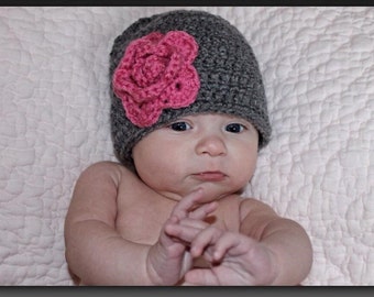 Crochet baby beanie, baby girl gift, crochet baby hat, baby hats for girls, pink hospital hat, baby girl hat, 0-3 month baby gift, shower