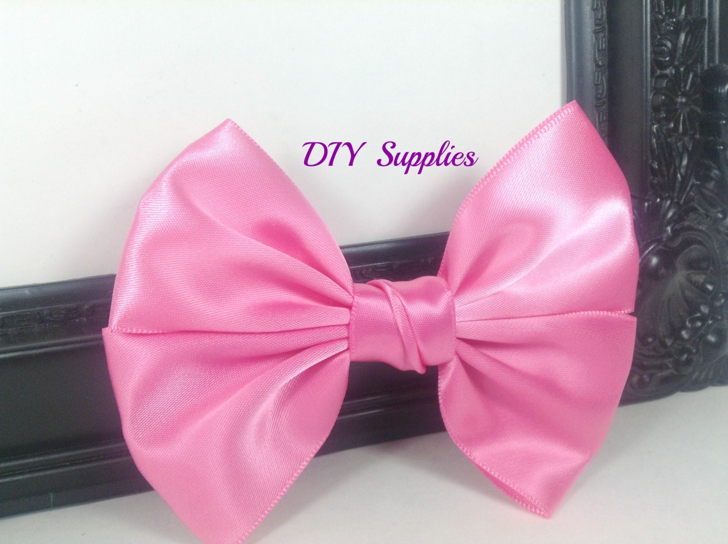 Hot pink satin bow handmade bows wholesale bows flower