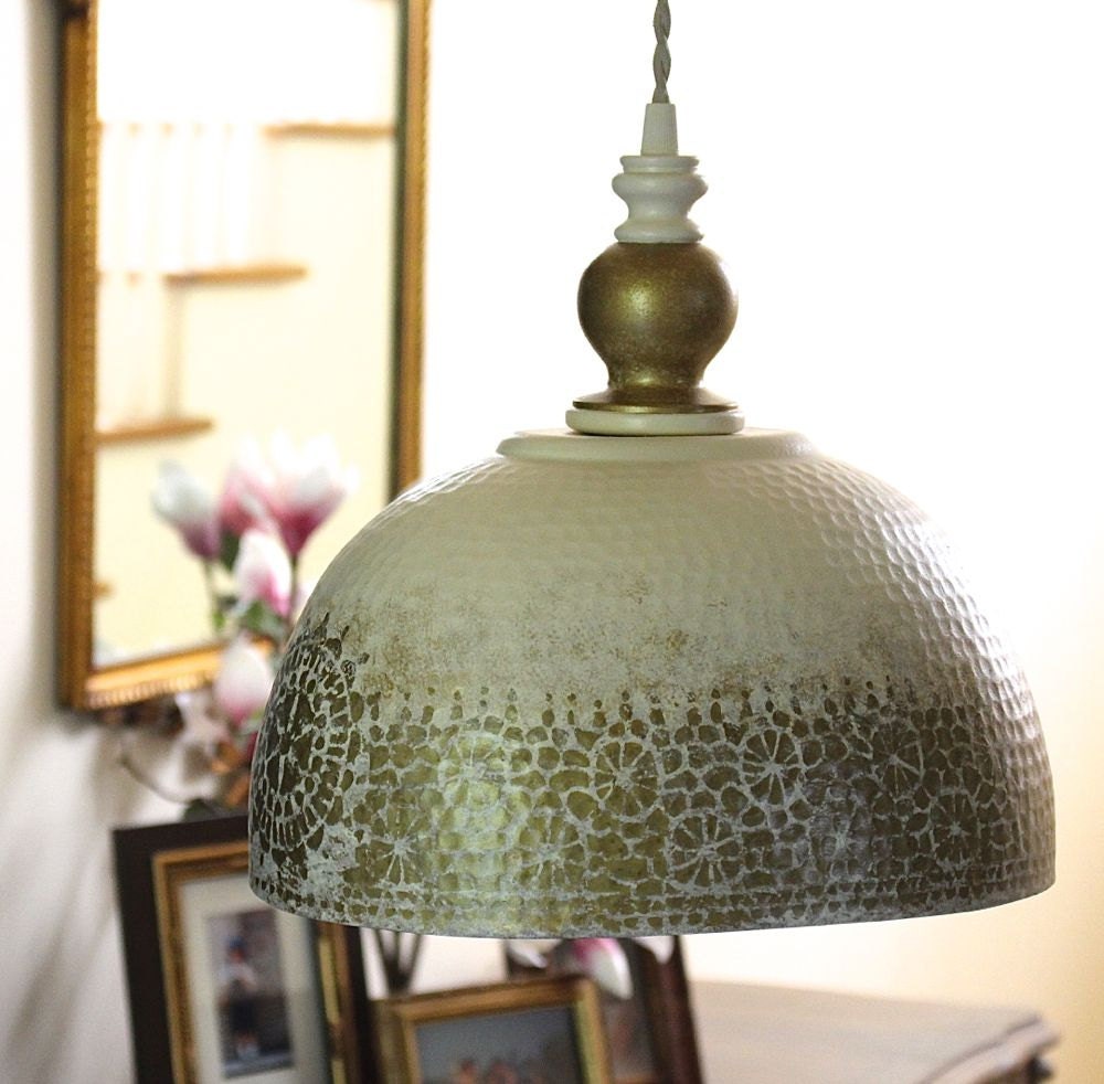 Hammered Metal Ceiling Light Hanging Pendant by mysecretlite