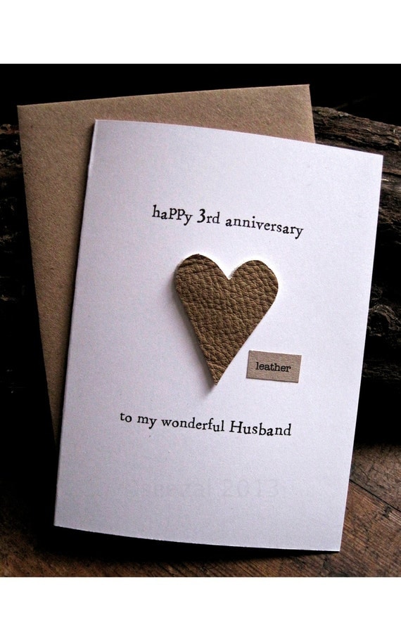 3rd Wedding  Anniversary  Card  LEATHER  Traditional by 