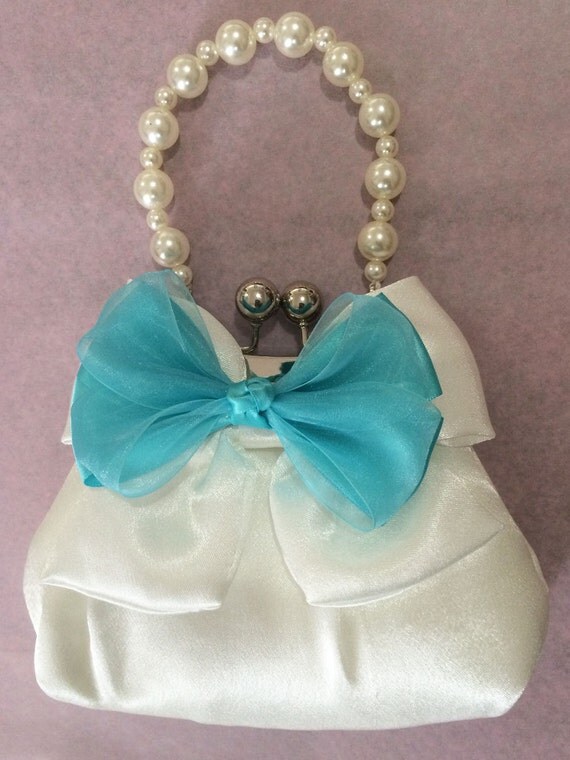 Items similar to Cute Satin Flower Girl Purse with detachable bow on Etsy