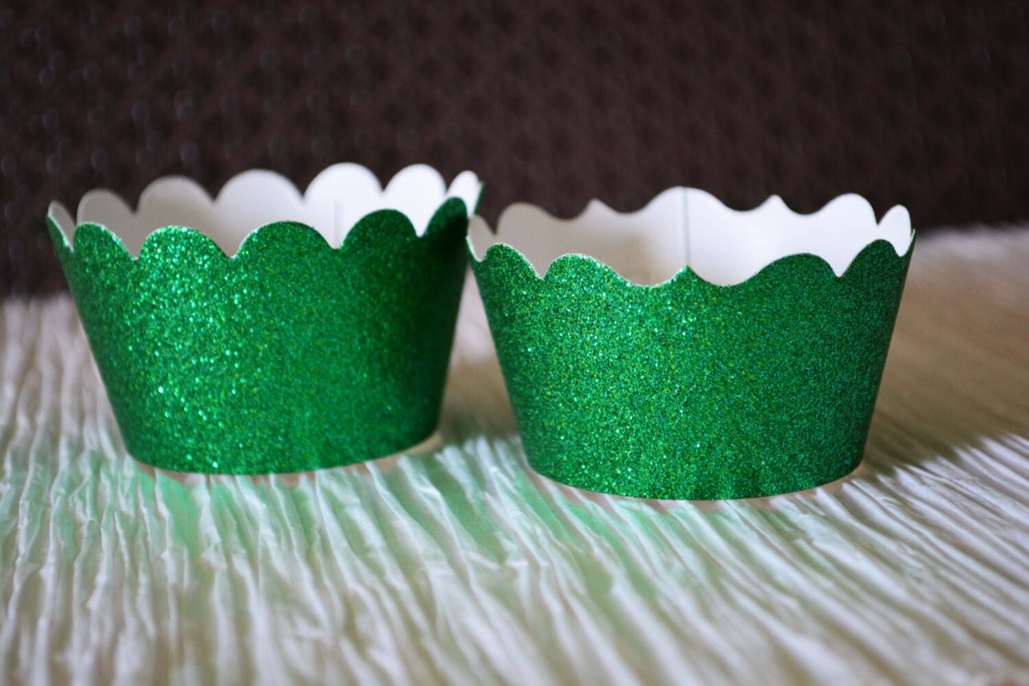 Glitter Cupcake Wrappers Emerald Green Wedding Graduation