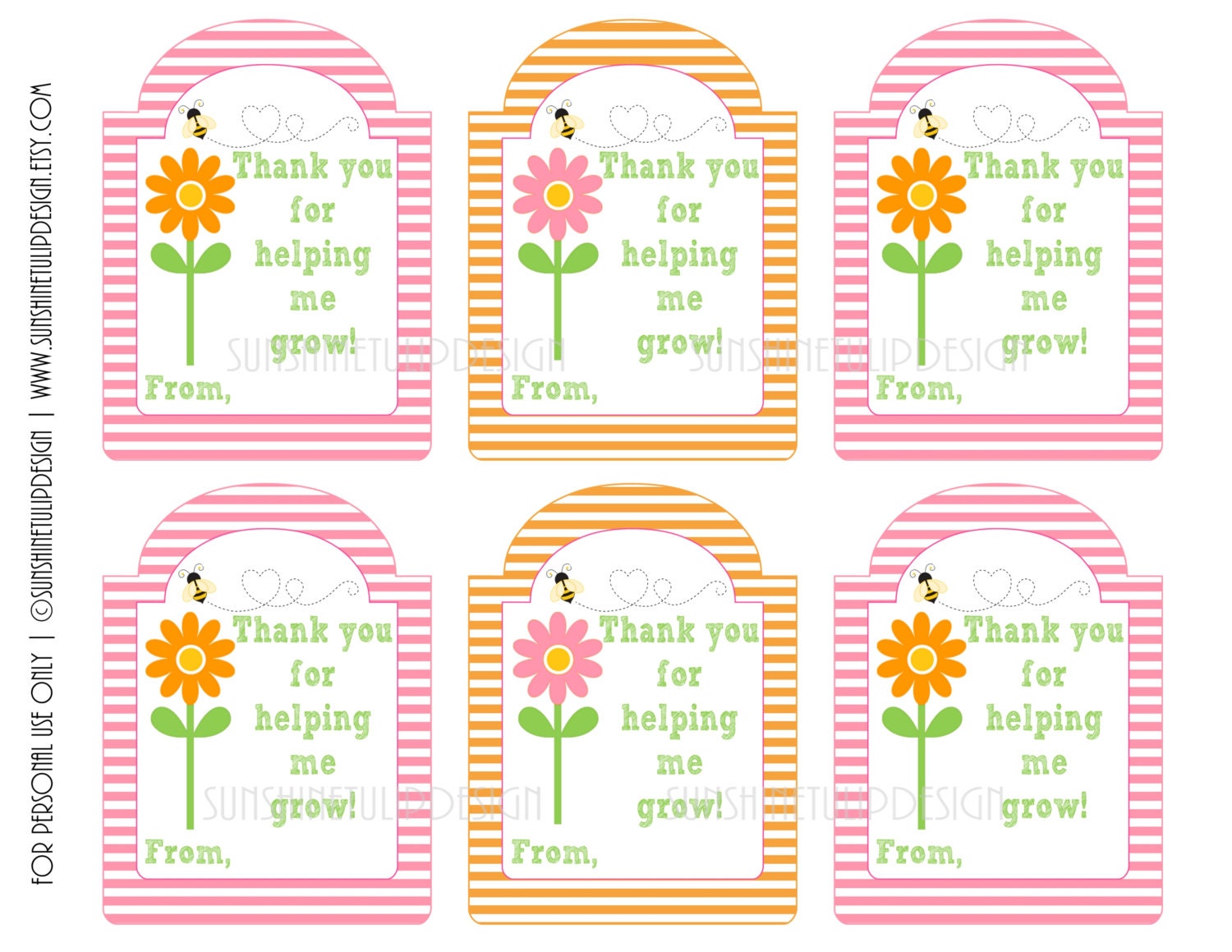 Printable Teacher Appreciation Gift Tag Thank You For Helping Me Grow ...