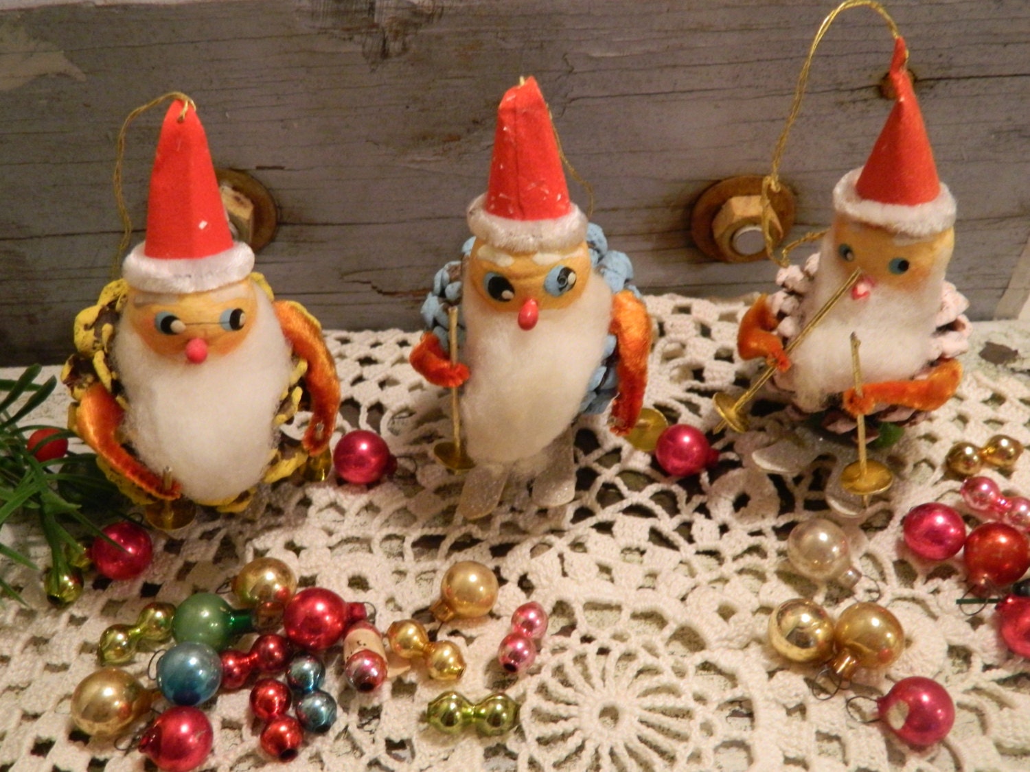 Vintage Pine Cone Christmas Ornaments 