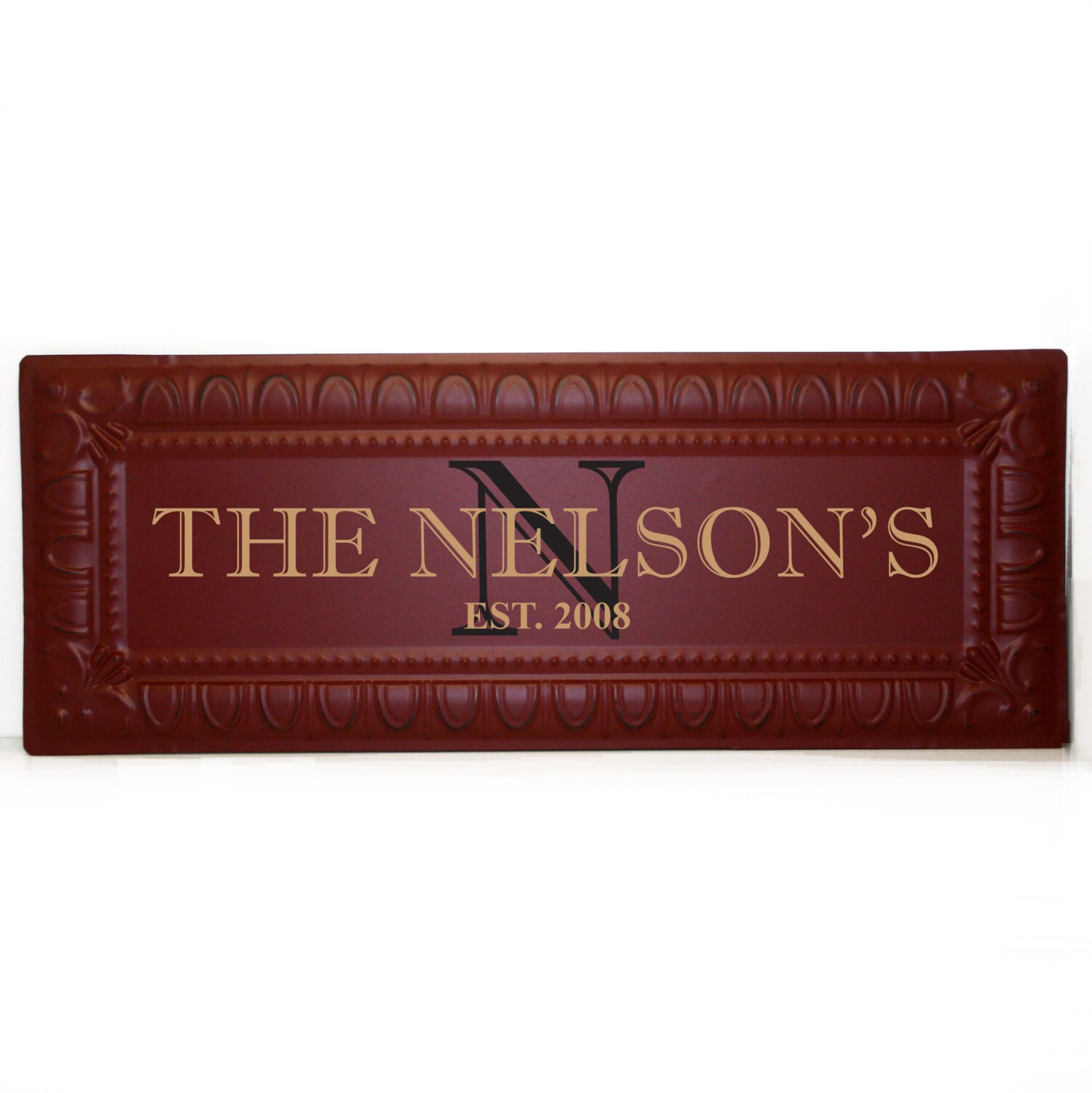 Custom Embossed Metal Sign Personalized Sign Wedding by LEVinyl