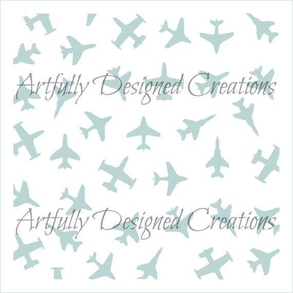 Airplane Background Stencil by ArtfullyDesignedCo on Etsy
