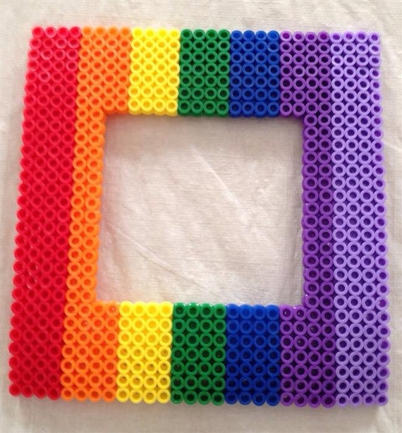 Items similar to Rainbow Perler Bead Picture Frame. on Etsy