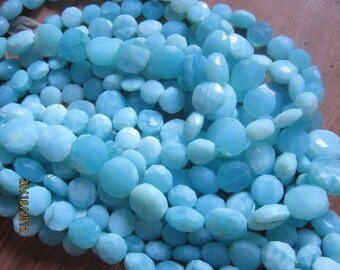 13 inch Peruvian opal 8mm - 11mm faceted coin beads gemstone