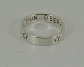 Secret message star ring - Hand fabricated sterling silver 925 stamped ring - stacking - UK