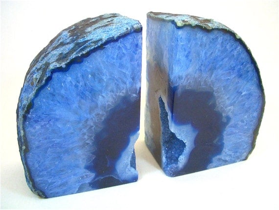 blue crystal bookends
