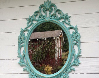 Large Wall Mirror, Ornate Nursery Mirror, Shabby Chic Mirror, Bathroom Mirror, Bedroom Wall Decor, Custom Painted Mirror, Home and Office