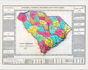 SOUTH CAROLINA Map, Map of South Carolina, South Carolina, Charleston, USA Map, Vintage Map, Historic Map 1822