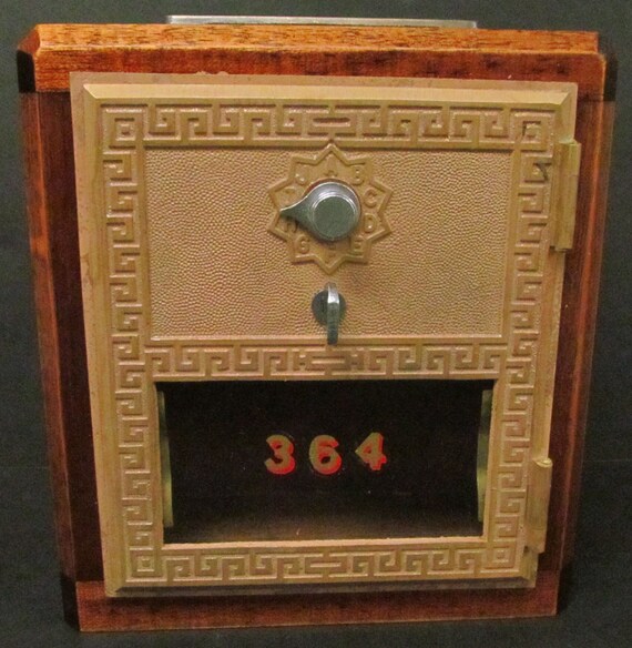Antique United States Post Office Box Door Bank 2 Grecian in