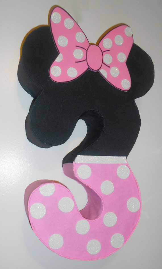 Minnie Mouse pinata. Minnie Mouse Pink.  Minnie mouse Birthday. 1st birthdayMinnie mouse.  personalized pinata. number piñata.