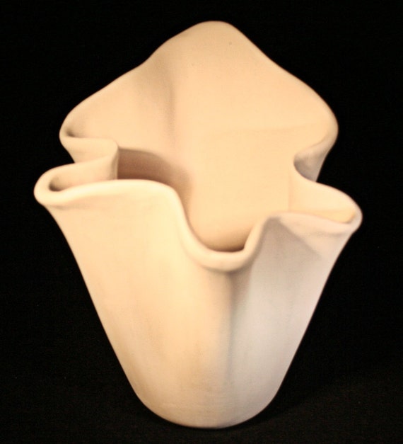 Items similar to Ceramic Small Ripple Vase (Unpainted Bisque) on Etsy