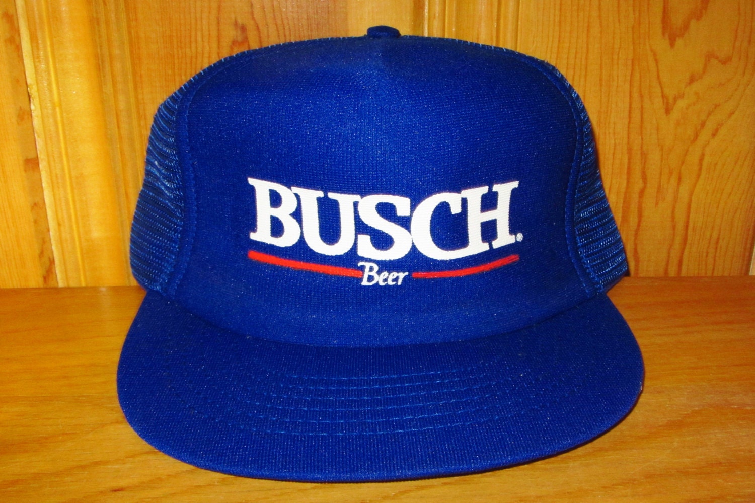 BUSCH Beer Vintage 80s Blue Mesh Trucker Snapback Hat Official