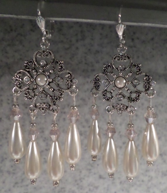 Pearl Chandelier Earrings Pearl Earrings Bridal Earrings