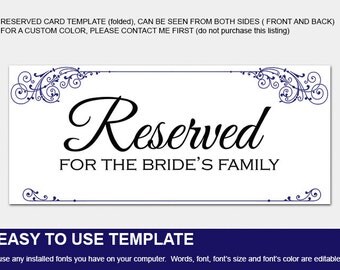 Reserved signs for wedding| printable wedding template| wedding signs ...