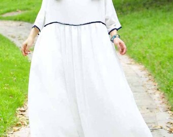 loose style big maxi wedding beach dress -white