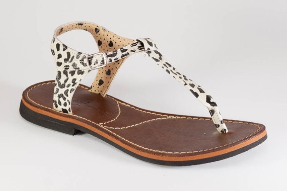 Leather Sandals Animal Print Sandals Leopard Summer Sandals