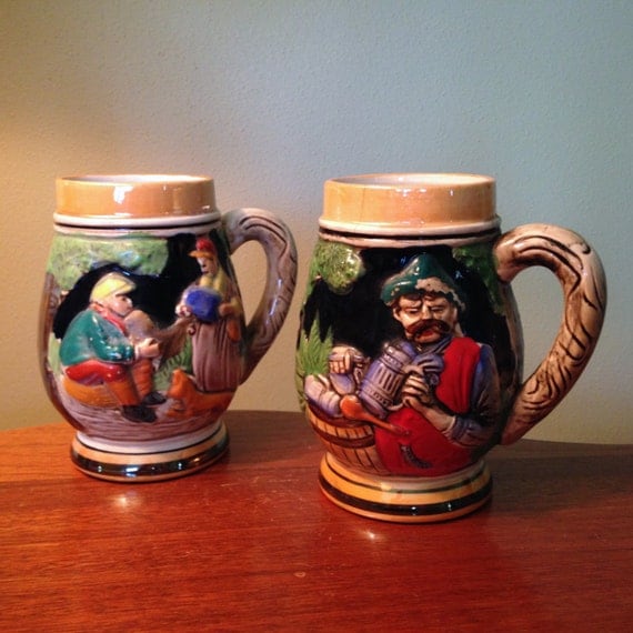 Two vintage beer steins from Enesco made in Japan