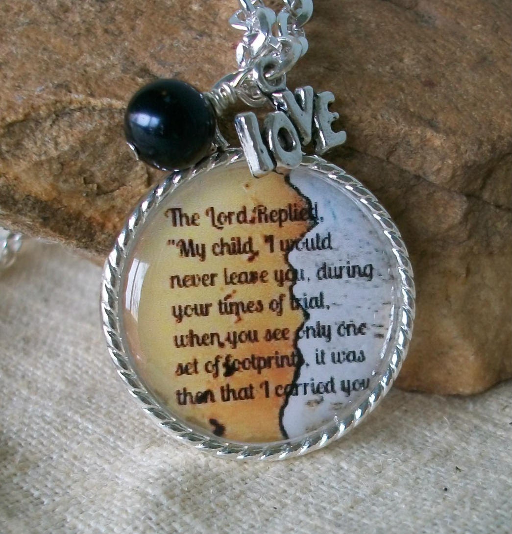 Footprints In The Sand Necklace Christian Jewelry Jesus Quote