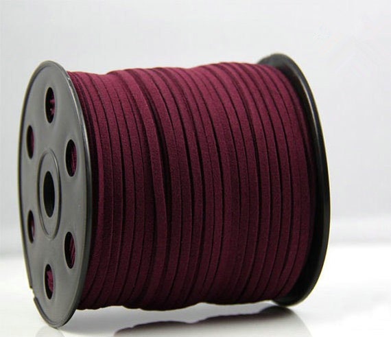 20Yds 3mm Burgundy Faux Leather Suede Cord