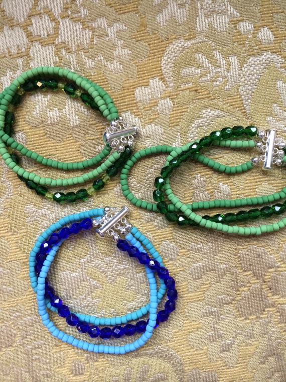 Beaded triple strand bracelet Native by NativeSistersDesigns