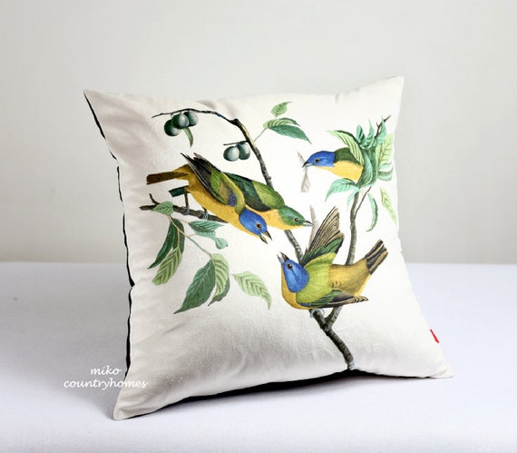 Throw Pillow Cover Vintage Bird Print by MikoCountryHomes