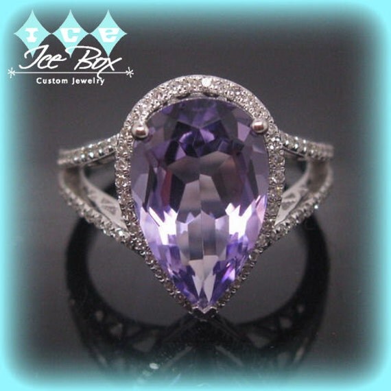 pear shaped amethyst engagement ring
