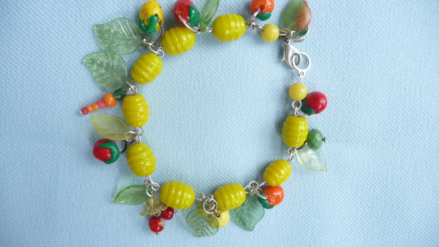 1950's Inspired Fruit Charm Bracelet by Audreystarfish on Etsy