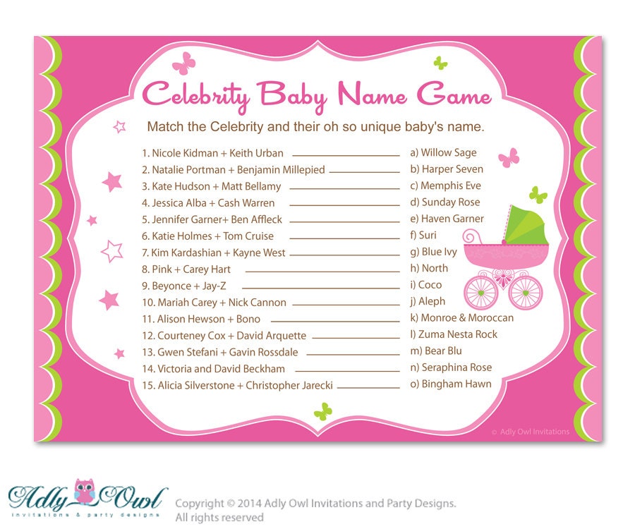 Girl Stroller Celebrity Name Game Guess Celebrity Baby Name