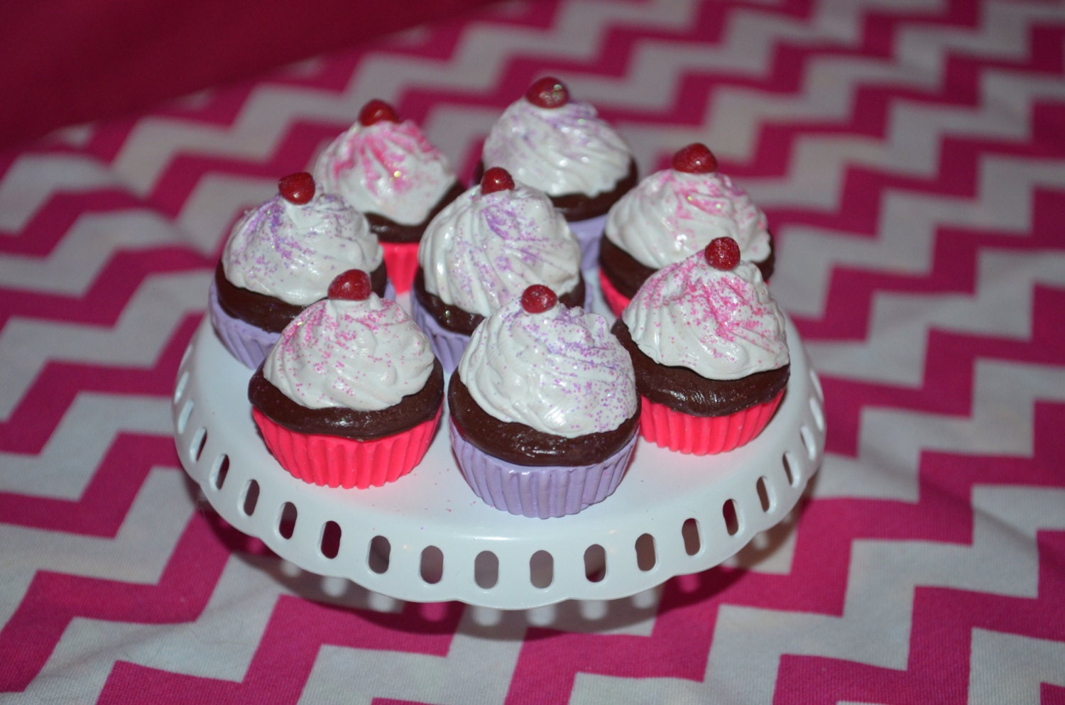 4 Cupcakes made for 18 Doll miniature by GetDolledUpDesigns