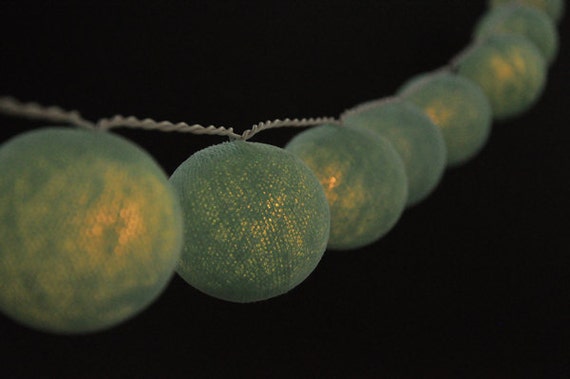 20 Turquoise Cotton Ball String Lights hanging lights for deco