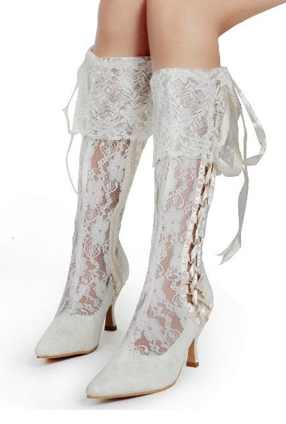 Wedding Shoes, Vintage Lace Bridal Boots, Bridal Boots, Lace Boots for Wedding, Party Shoes, Prom Shoes