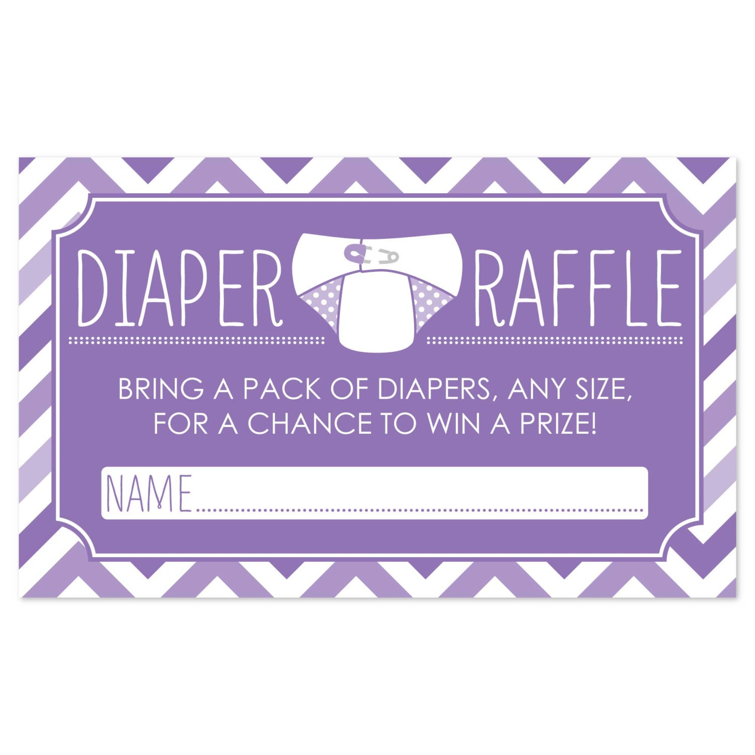 18 Diaper Raffle Tickets in Purple Chevron Pattern Baby