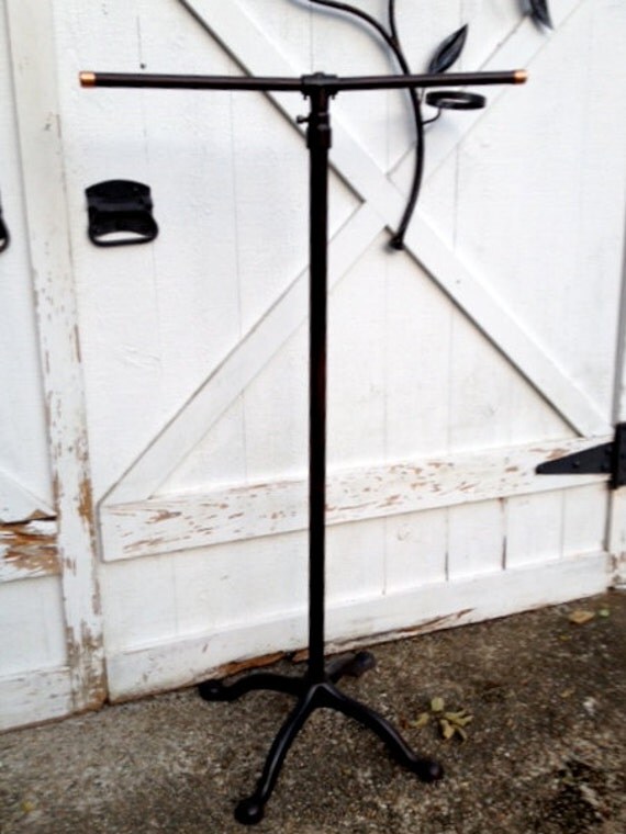 Vintage antique cast iron clothing rack T bar READ LISTING