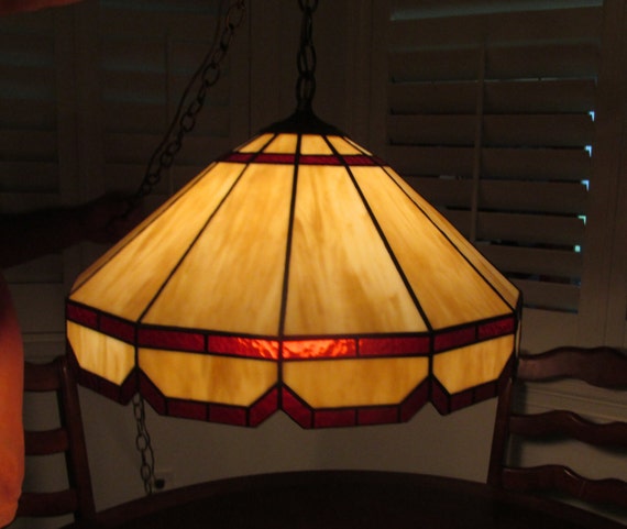 Tiffany Style Stained Glass Hanging Lamp 20 Light Brown