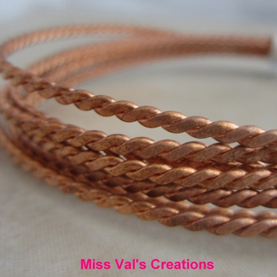 60 inches flat twisted copper jewelry wire by MissValsFindings