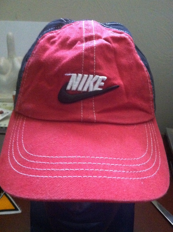 Vintage 90s NIKE strapback hat vtg old school Red by bigbootyjudys