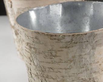 Birch Bark Vase Large Rustic Vase Wood Wrapped Planter Wedding Centerpiece Birch Flower Pot