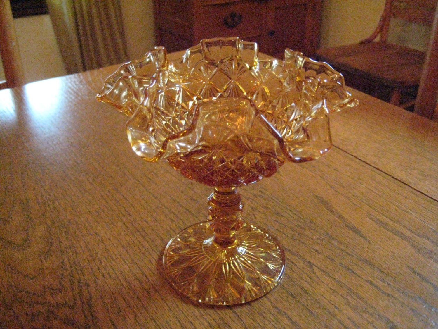 Vintage Brilliant Amber Glass Compote – Haute Juice