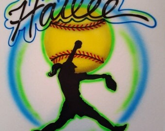 softball pitcher custom airbrushed t-shirt airbrush with any name fastpitch