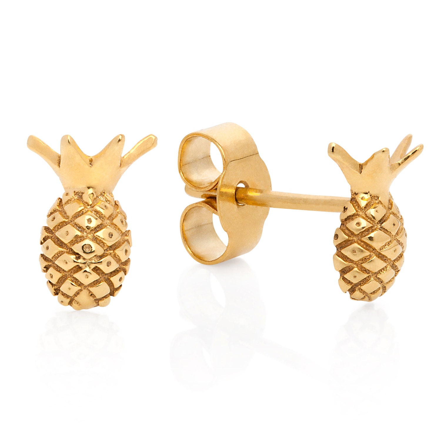 Pineapple Stud Earrings Gold Vermeil