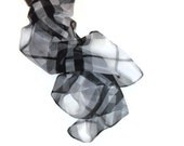 Gorgeous Plaid Summer Scarf in Black Grey and White Unique Gifts for her