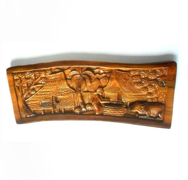 Natural Old Teak Wood Handmade Carving Thai Village Carved