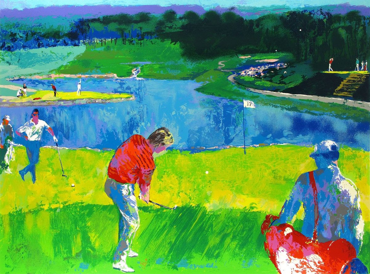 LeRoy Neiman Lake and golf oil painting by Antsartworkoffice