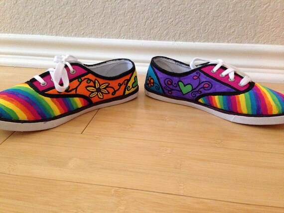 Handpainted Rainbow Shoes for Girls. For Custom designs select