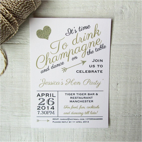 Hen party invites. Modern sparkly party by LoveinaEnvelope on Etsy